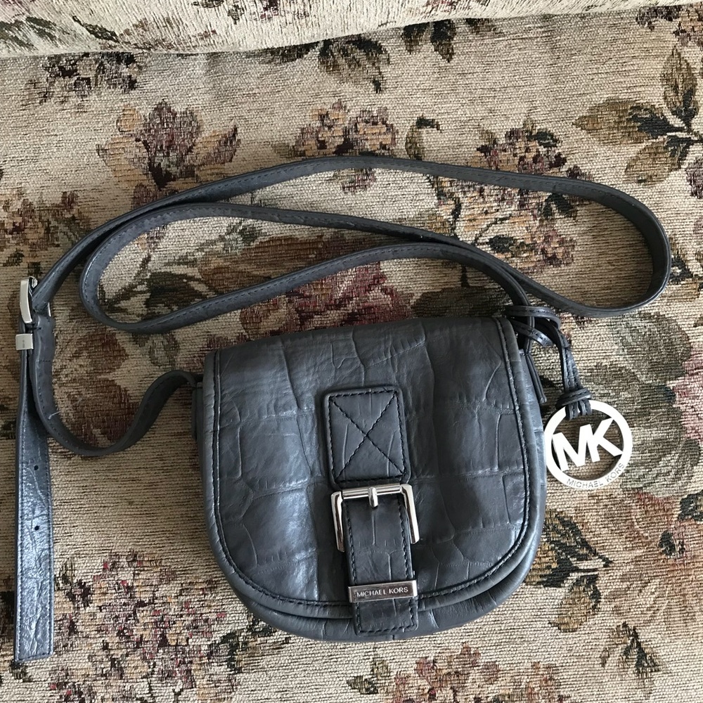 Gray Michael Kors Leather Cross Body